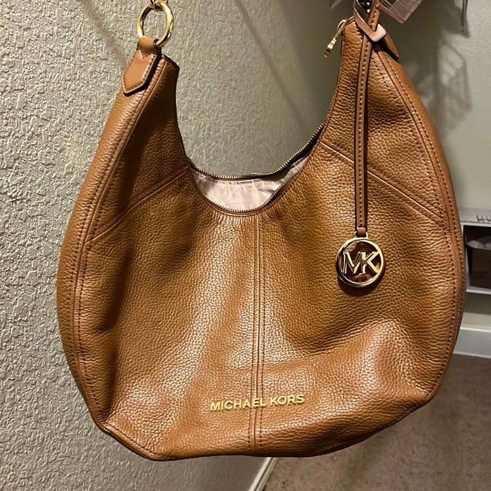 Michael Kors Bedford Crescent Leather Large Shoulder Bag